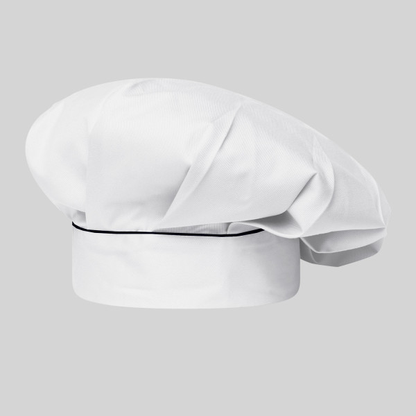 Toque Chef Avec Velcro Blanc Liseré Couleur