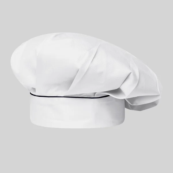 Toque Chef Avec Velcro Blanc Liseré Couleur